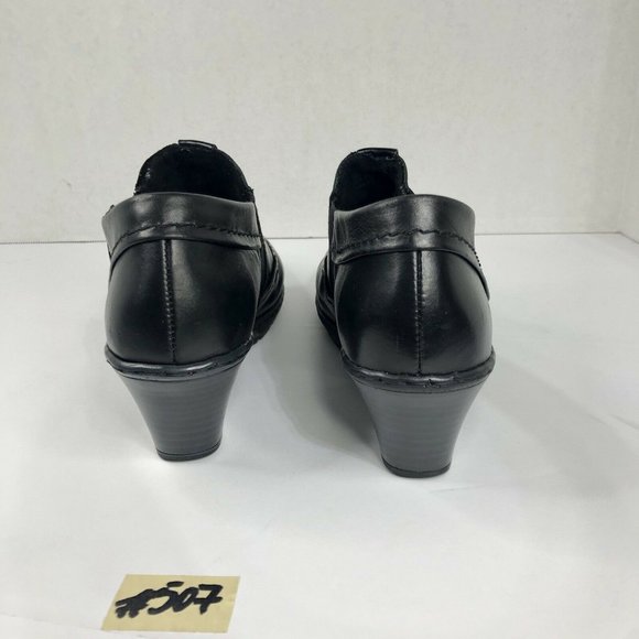 Reiker Women's Size 10 Black Leather Casual Shoes, Size Zip, Elastic Foot Gusset - Picture 4 of 8